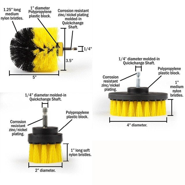 Power Scrubber Bürsten-Set für Badezimmer und Auto | Bohrmaschinen-Bürstenaufsatz