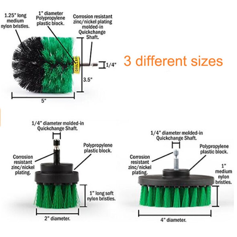 Power Scrubber Bürsten-Set für Badezimmer und Auto | Bohrmaschinen-Bürstenaufsatz